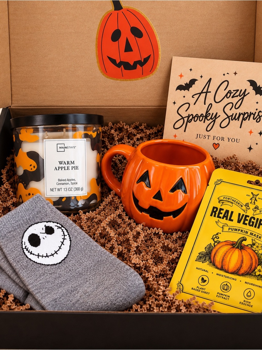 Halloween Gift Box Pumpkin Mug Candle Socks Self Care Personalized Gift